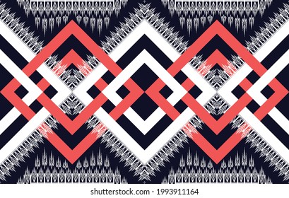 Patrón geométrico étnico sin costuras. Moqueta de tela azteca Ikat mandala adorno boho nativa chevron decoración textil. Tejer patrones de ilustraciones vectoriales de bordado tradicionales.