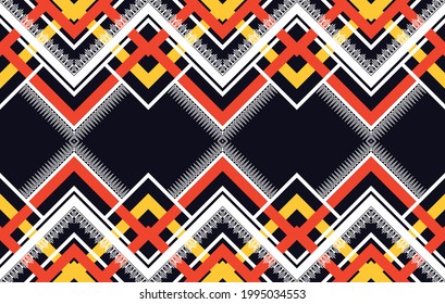 Patrón geométrico étnico sin costuras. Moqueta de tela azteca Ikat mandala adorno boho nativa chevron decoración textil. Tejer patrones de ilustraciones vectoriales de bordado tradicionales.