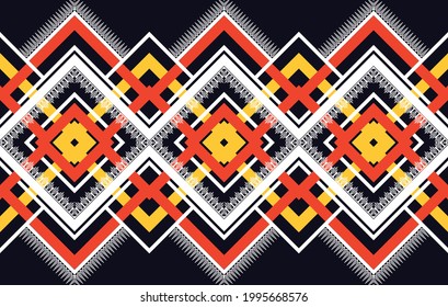 Geometrisches ethnisches nahtloses Muster. Ikat Aztec Stoff Teppich Mandala Teppichboden Ornament boho nativen Chevron Textil Dekoration. Fabric traditionelle Stickerei Vektorgrafiken Muster.