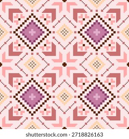 Patrón geométrico étnico sin fisuras, patrón de motivo étnico borde, patrón de arte tradicional de píxeles, diseño para el fondo, Fondo de pantalla, textil, impresión digital, forma abstracta de adorno geométrico barroco damasco, tela, Elementos decorativos, 