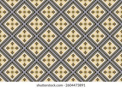 Geometric Ethnic seamless pattern, Native American tribal fabric, tile, vector, illustration design, oriental traditional gold yellow gray brown background, wallpaper