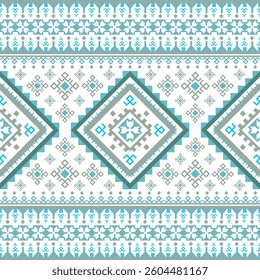 Geometric Ethnic seamless pattern, Native American tribal fabric, tile, vector, illustration design, oriental traditional, light blue gray white background, wallpaper