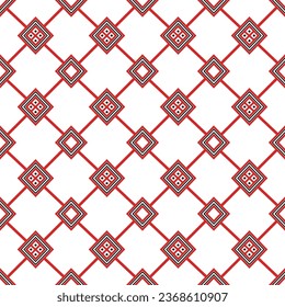 Geometrisches, ethnisch nahtloses Muster auf weißem Hintergrund, Design für Stoff, Vorhang, Hintergrund, Teppich, Tapete, Kleidung, Umhüllung, Batik, Vektorhintergrund und Textur.