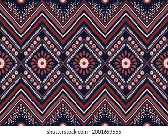 geometric ethnic seamless pattern. Orange and deep blue  background. Design for carpet,wallpaper,clothing,fabric ,etc.