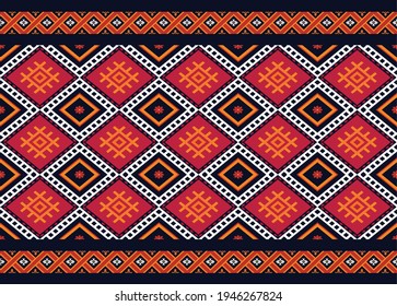 Patrón de fondo tradicional sin igual, patrón de tela oriental étnica o folclórica para tapicería, papel de pared, ropa, envoltura de batik, tela, estilo de bordado, ilustración vectorial.