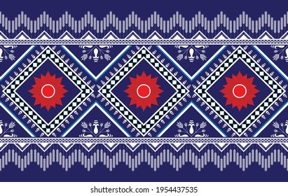 Geometric ethnic seamless pattern Oriental ethnic pattern traditional background, tribal seamless pattern Design for carpet,wallpaper,clothing,wrapping,fabric, Vector illustration embroidery style.