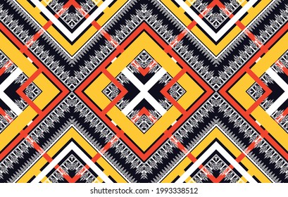 Patrón geométrico étnico sin costuras. Borde tradicional étnico oriental.  Diseño para cortinas de tela fondo alfombra de fondo de papel pintado envolver ilustraciones vectoriales de tela batik. Estilos de patrón.