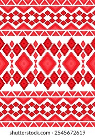 Padrão geométrico étnico sem emenda. Sombra vermelha. Design para fundo, tapete, papel de parede, roupas, envoltório, Batik, tecido.