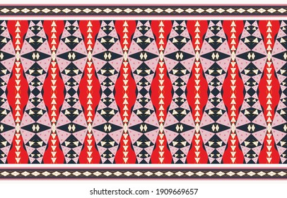 Geometric ethnic seamless pattern. Traditional design for background, carpet, wallpaper, clothing, wrapping, batik, fabric, decoration, vector illustration, embroidery style. Printable designs.