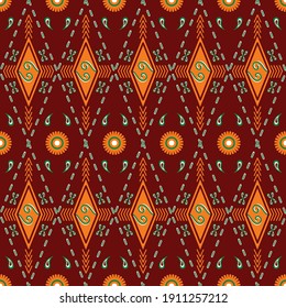 Patrón geométrico étnico sin costuras Diseño tradicional para fondo, alfombra, papel pintado, ropa, envoltura, Batik,tela,Ilustración vectorial.estilo bordado.