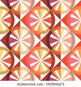 Geometric ethnic seamless pattern. Traditional design for background, wallpaper, clothing, wrapping, carpet, tile, fabric, decoration, vector illustration, embroidery style. Brown orange background.