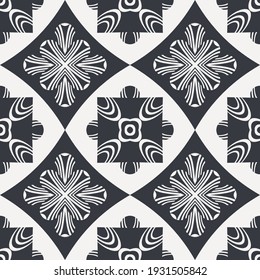 Geometric ethnic seamless pattern. Traditional design for background, wallpaper, clothing, wrapping, carpet, tile, fabric, decoration, vector illustration, embroidery style. Black and White design.