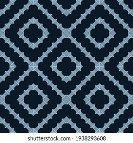Geometric ethnic seamless pattern. Traditional design for background, wallpaper, clothing, wrapping, carpet, tile, fabric, decoration, vector illustration, embroidery style. Blue tribal pattern.