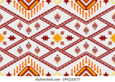 Patrón geométrico étnico sin costuras Diseño tradicional para fondo, alfombra, papel pintado, ropa, envoltura, Batik,tela,Ilustración vectorial.estilo bordado.