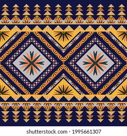 Geometric ethnic seamless pattern. Traditional design for background, wallpaper, clothing, wrapping, carpet, tile, fabric, decoration, vector illustration, embroidery style. 