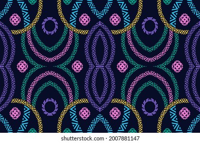 Patrón geométrico étnico sin fisuras tradicional. Diseño para fondo, alfombra, papel pintado, ropa, envoltura,Batik,tela,Ilustración vectorial.estilo bordado.