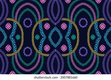 Geometric ethnic seamless pattern traditional. Design for background,carpet,wallpaper,clothing,wrapping,Batik,fabric,Vector illustration.embroidery style.