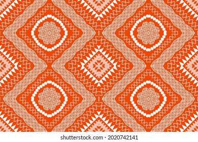 Geometric ethnic seamless pattern traditional. white and red tone. Design for background,carpet,wallpaper,clothing,wrapping,Batik,fabric,Vector illustration.embroidery style.