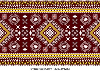Geometric ethnic seamless pattern traditional. Design for background,carpet,wallpaper,clothing,wrapping,Batik,fabric,Vector illustration.embroidery style.