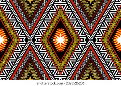Patrón geométrico étnico sin fisuras tradicional. Diseño para fondo, alfombra, papel pintado, ropa, envoltura,Batik,tela,Ilustración vectorial.estilo bordado.
