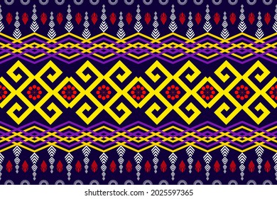 Patrón geométrico étnico sin fisuras tradicional. Diseño para fondo, alfombra, papel pintado, ropa, envoltura,Batik,tela,Ilustración vectorial.estilo bordado.