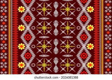 Geometric ethnic seamless pattern traditional. Design for background,carpet,wallpaper,clothing,wrapping,Batik,fabric,Vector illustration.embroidery style.