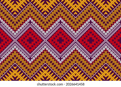 Geometric ethnic seamless pattern traditional. Design for background,carpet,wallpaper,clothing,wrapping,Batik,fabric,Vector illustration.embroidery style.