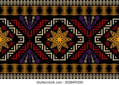 Geometric ethnic seamless pattern traditional. Design for background,carpet,wallpaper,clothing,wrapping,Batik,fabric,Vector illustration.embroidery style.