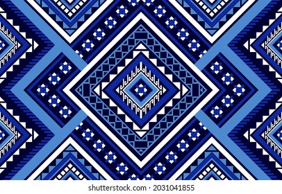 
Geometric ethnic seamless pattern. Traditional native style. Blue striped. Design for background, illustration, wallpaper, fabric, clothing, carpet, embroidery