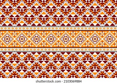 Patrón geométrico étnico sin fisuras Diseño tradicional para fondo, papel pintado, alfombra, ropa, envoltura, tela, batik, ilustración vectorial estilo bordado.