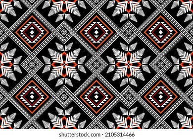 Patrón geométrico étnico sin fisuras tradicional. La decoración de las flores. Diseño para fondo, alfombra, papel pintado, ropa, envoltura, batik, tela, bordado de ilustración vectorial.