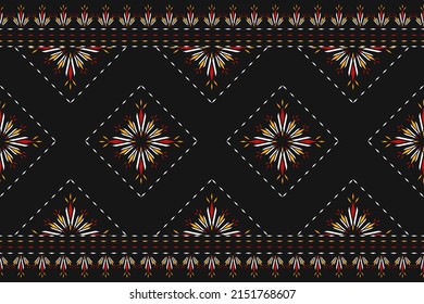 Patrón geométrico étnico sin fisuras tradicional. Resumen del fondo de las flores de mandala. Diseño para papel pintado, ilustración vectorial, tela, ropa, alfombra, textil, batik, bordado.