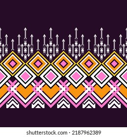 Geometric ethnic seamless pattern traditional Design for background,wallpaper,carpet,clothing,Batik,fabric,wrapping,Vector illustration embroidery style.