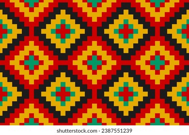 Geometric ethnic seamless pattern traditional. American, Mexican style. Aztec tribal ornament print. Design for background, wallpaper, illustration, fabric, clothing, carpet, batik, embroidery.