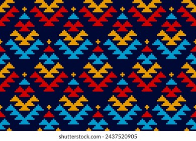 Geometric ethnic seamless pattern traditional. American, Mexican style. Aztec tribal ornament print. Design for background, wallpaper, illustration, fabric, clothing, carpet, batik, embroidery.