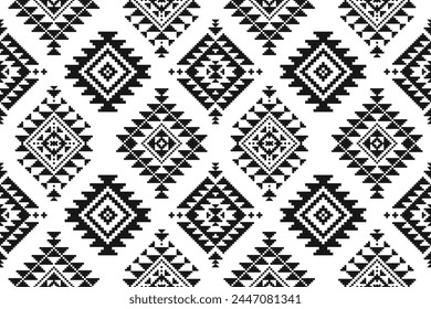 Patrón sin costuras étnico geométrico tradicional. Americano, estilo mexicano. Estampado de ornamento tribal azteca. Diseño de fondo, Fondo de pantalla, ilustración, tela, ropa, alfombra, batik, bordado.