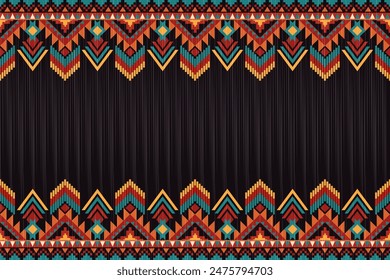 Geometric Ethnic seamless pattern is a traditional, Tribal, Native American Indian style, Design for background, wallpaper, illustration, fabric, clothing, carpet, textile, batik, and embroidery.