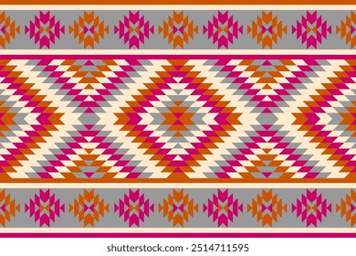 Geometrische ethnische nahtlose Muster traditionell. Teppich Tribal Muster Kunst. mexikanischen Stil. Design für Hintergrund, Illustration, Stoff, Kleidung, Teppich, Textil, Batik, Stickerei.
