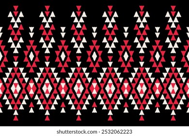 Geometric ethnic seamless pattern traditional. fabric folk embroidery. Ikat style. for carpet, clothing, batik, motif.