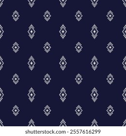 Geometric ethnic seamless pattern traditional Design color Navy and white.