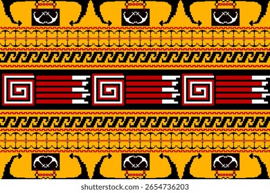 Padrão étnico geométrico sem costura design tradicional para fundo, tapete, papel de parede, roupas, Batik, tecido, ilustração Vetor. Estilo do bordado.