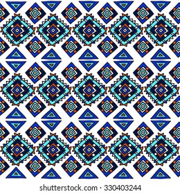 Geometric, ethnic, seamless pattern. Traditional folk structure, pattern of triangles, stripes, diamonds and zigzags. Pattern for design background, packaging, wallpaper, fabrics, textiles