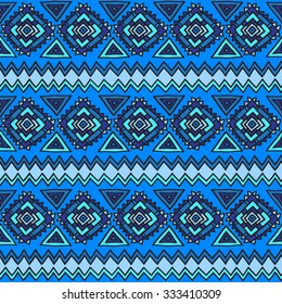 Geometric, ethnic, seamless pattern. Traditional folk structure, pattern of triangles, stripes, diamonds, zigzags.