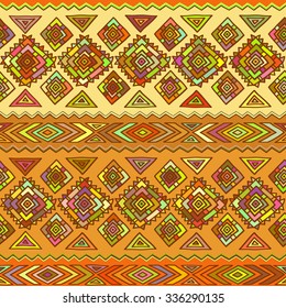 Geometric, ethnic, seamless pattern. Traditional folk structure, pattern of triangles, stripes, diamonds, zigzags.