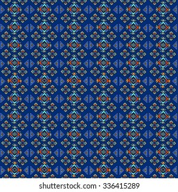 Geometric, ethnic, seamless pattern. Traditional folk structure, pattern of triangles, stripes, diamonds and zigzags. Pattern for design background, packaging, wallpaper, fabrics, textiles.