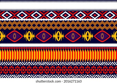 Patrón geométrico étnico sin costuras tradicional.Diseño para fondo, alfombra, papel pintado, ropa, envoltura, Batik,tela,Ilustración vectorial.estilo bordado.