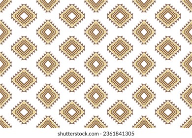 Geometric ethnic seamless pattern use color yellow and brown on white background for wallpaper, fabric,clothing,backdrop,painting,pillow case .