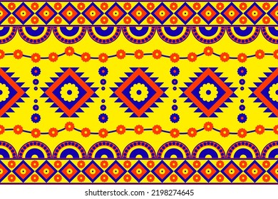 Geometric ethnic seamless pattern yellow background design for wallpaper, clothing, wrapping, background, phone case, prints, embroidery. Illustration. Vector.