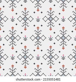 Geometric ethnic shapes seamless pattern. Abstract boho tribal tileable background