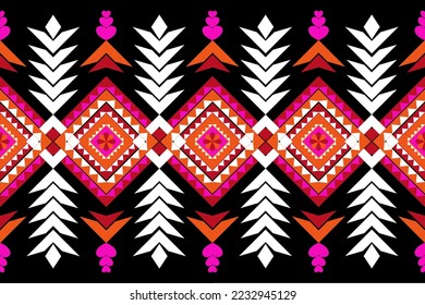Geometric ethnic style seamless pattern. Design for fabric, wallpaper, background,clothing. Tribal ethnic vector texture. Vector illustration. native,Aztec,textile fabric color pink,white,red,orange.